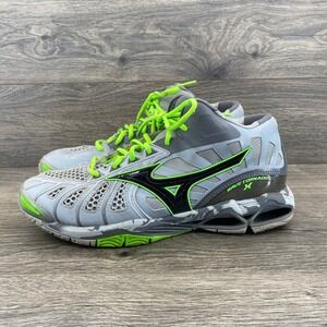 Mizuno Wave Tornado X Volleyball Shoes Mens 10.5 Grey Neon Green V1GB161709